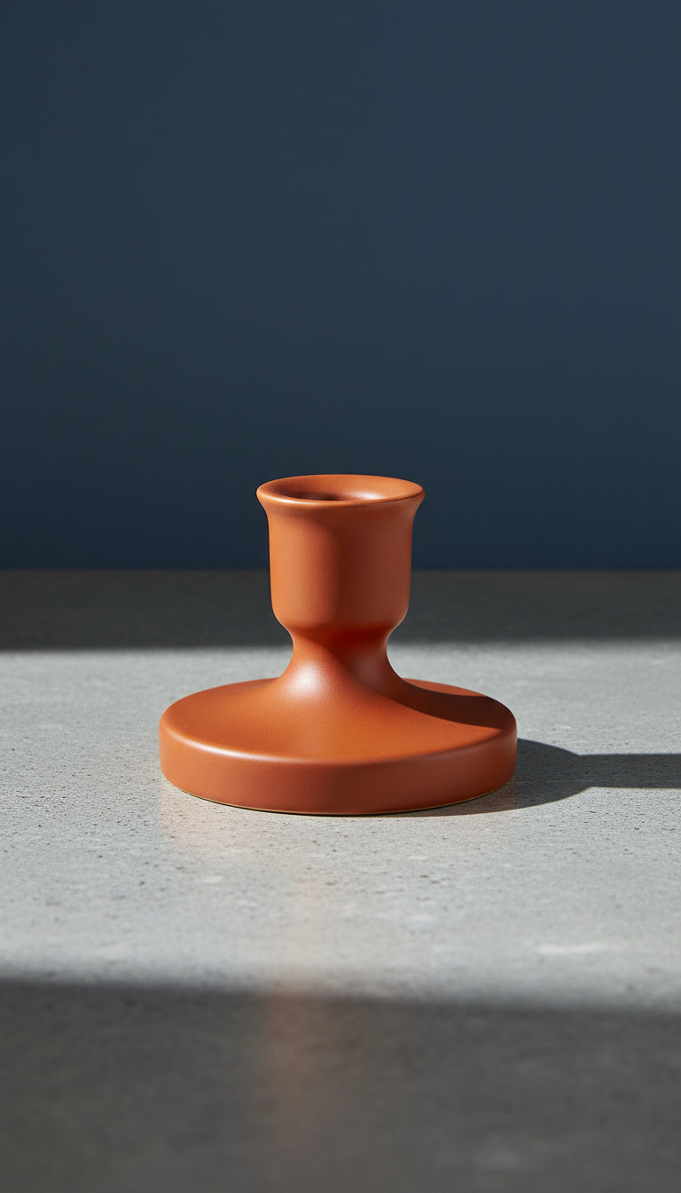 Ceramic Candle Holder in Rust Color, view 2