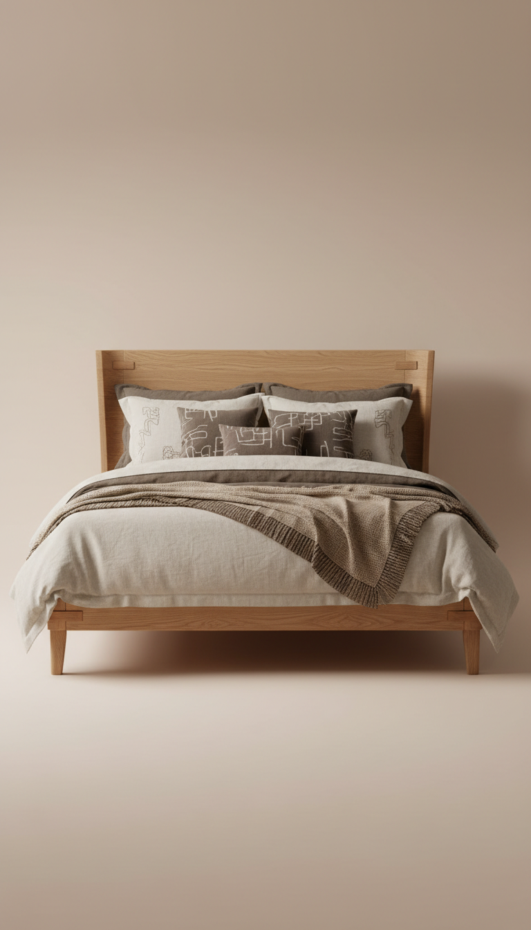 Aurelia Solid Wood Bed with Sculpted Headboard