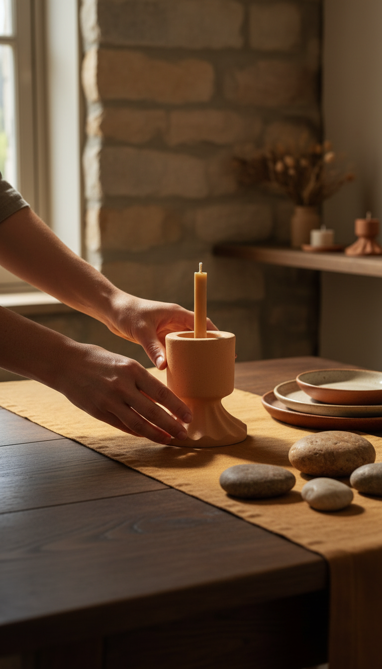 Terracotta Candle Holder, view 3