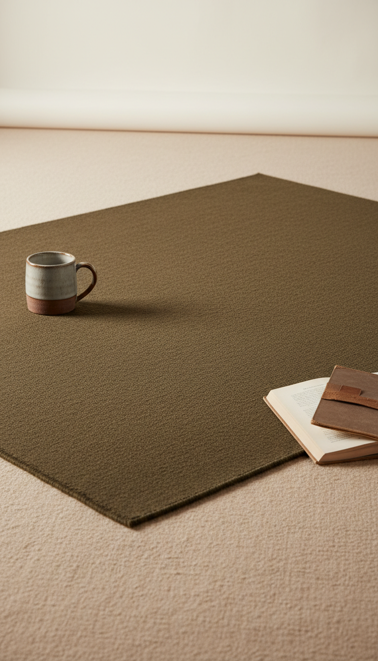 Olive Brown Wool Blend Rug
