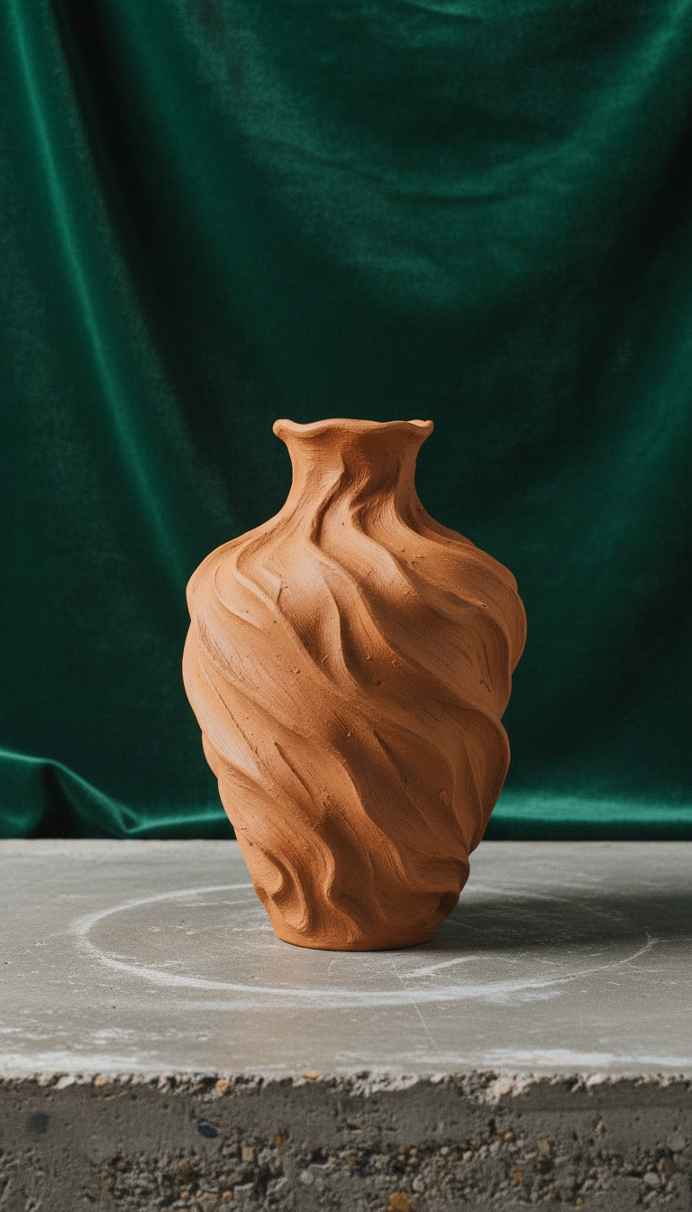 Burnt Sienna Textured Vase – styled in a room
