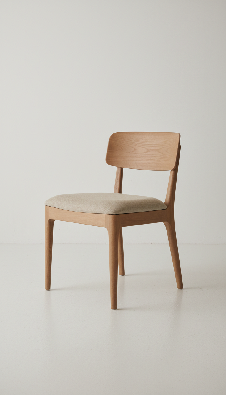 Solid Wood Dining Chair in Beige