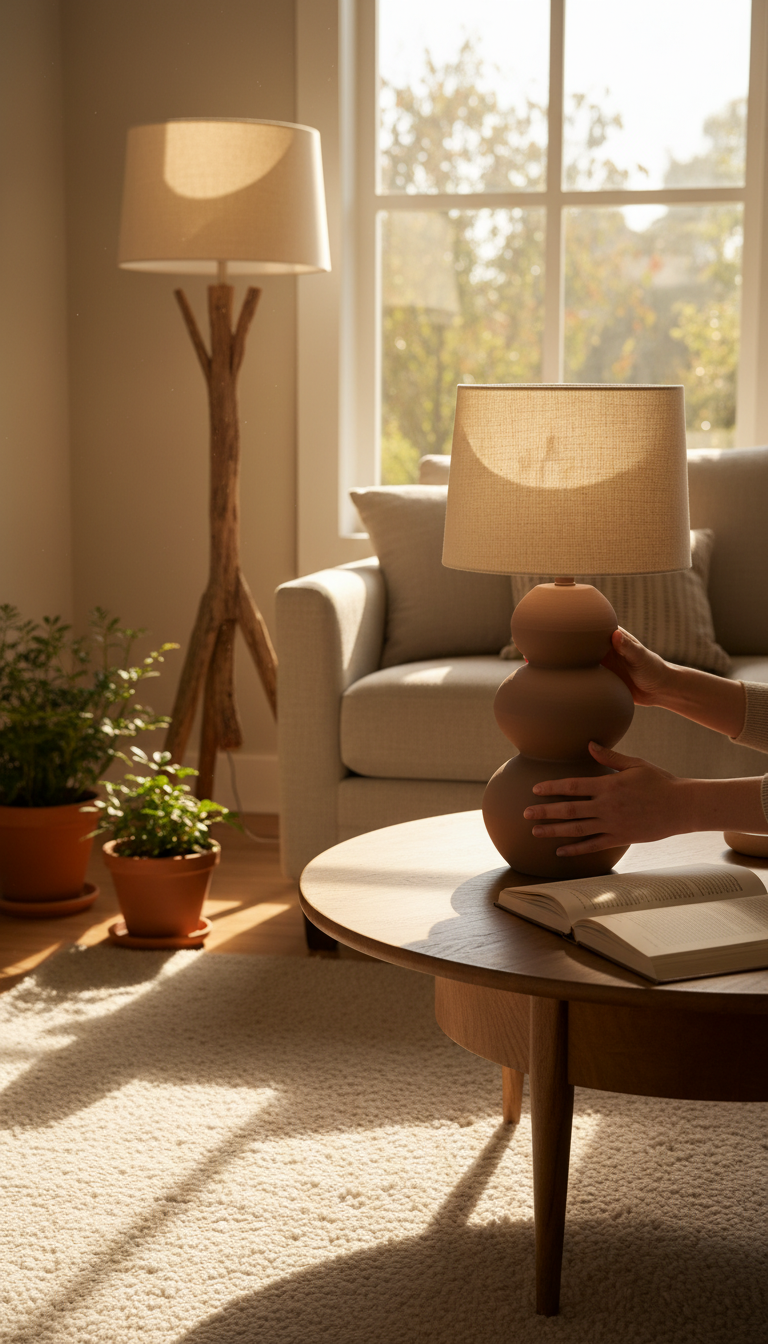 Mocha Clay Statement Table Lamp, view 3
