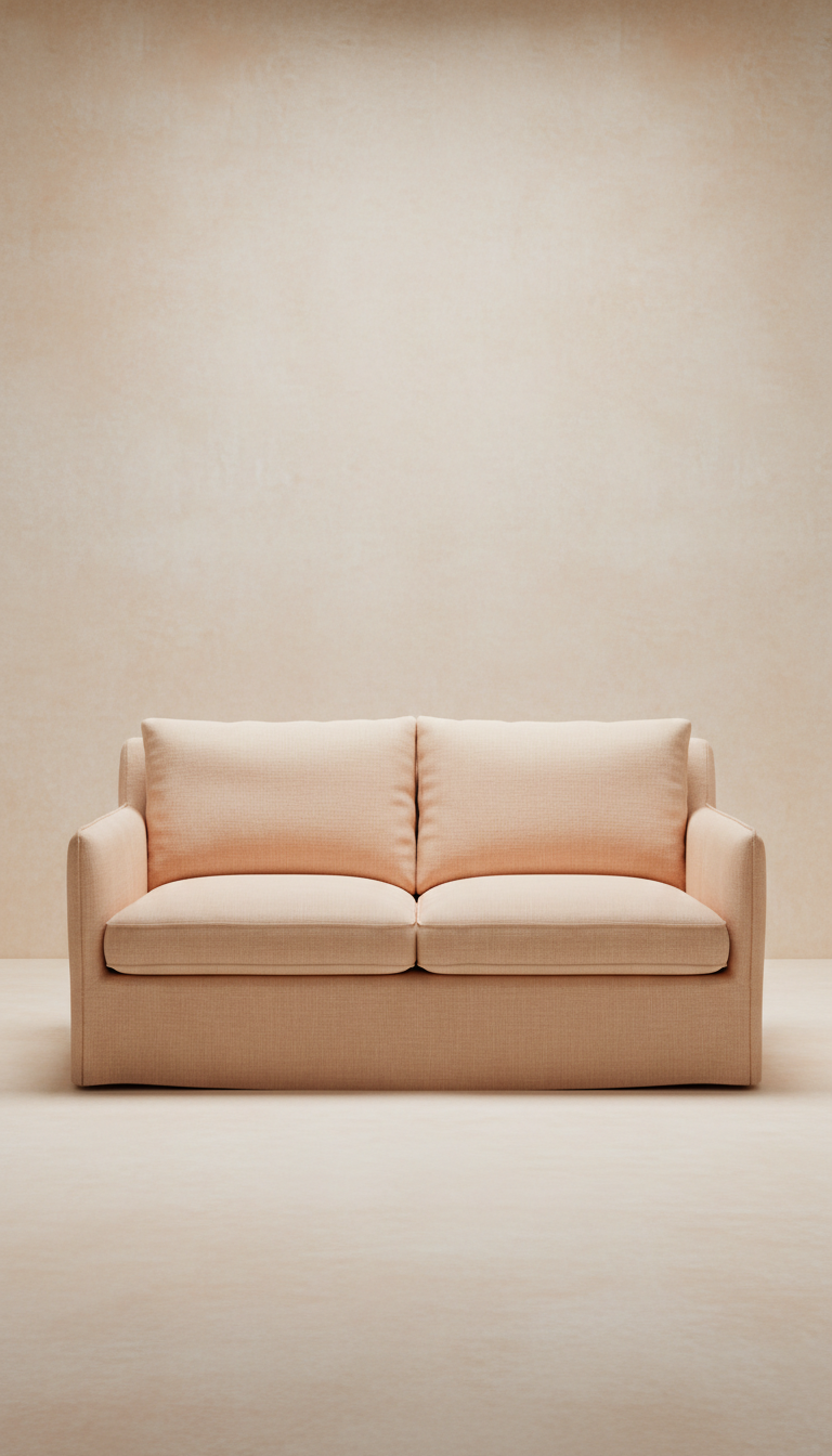 Linen Sofa in Peach Blush