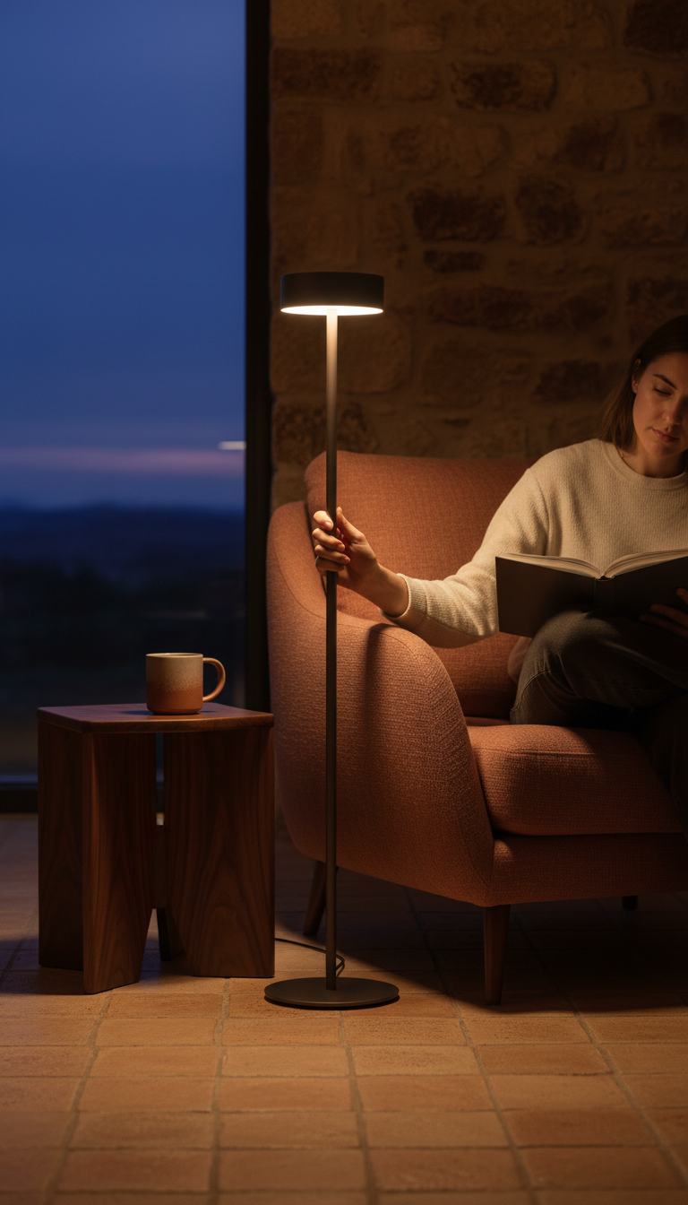 Smoked Bronze Floor Lamp with Minimalist Stem, view 3