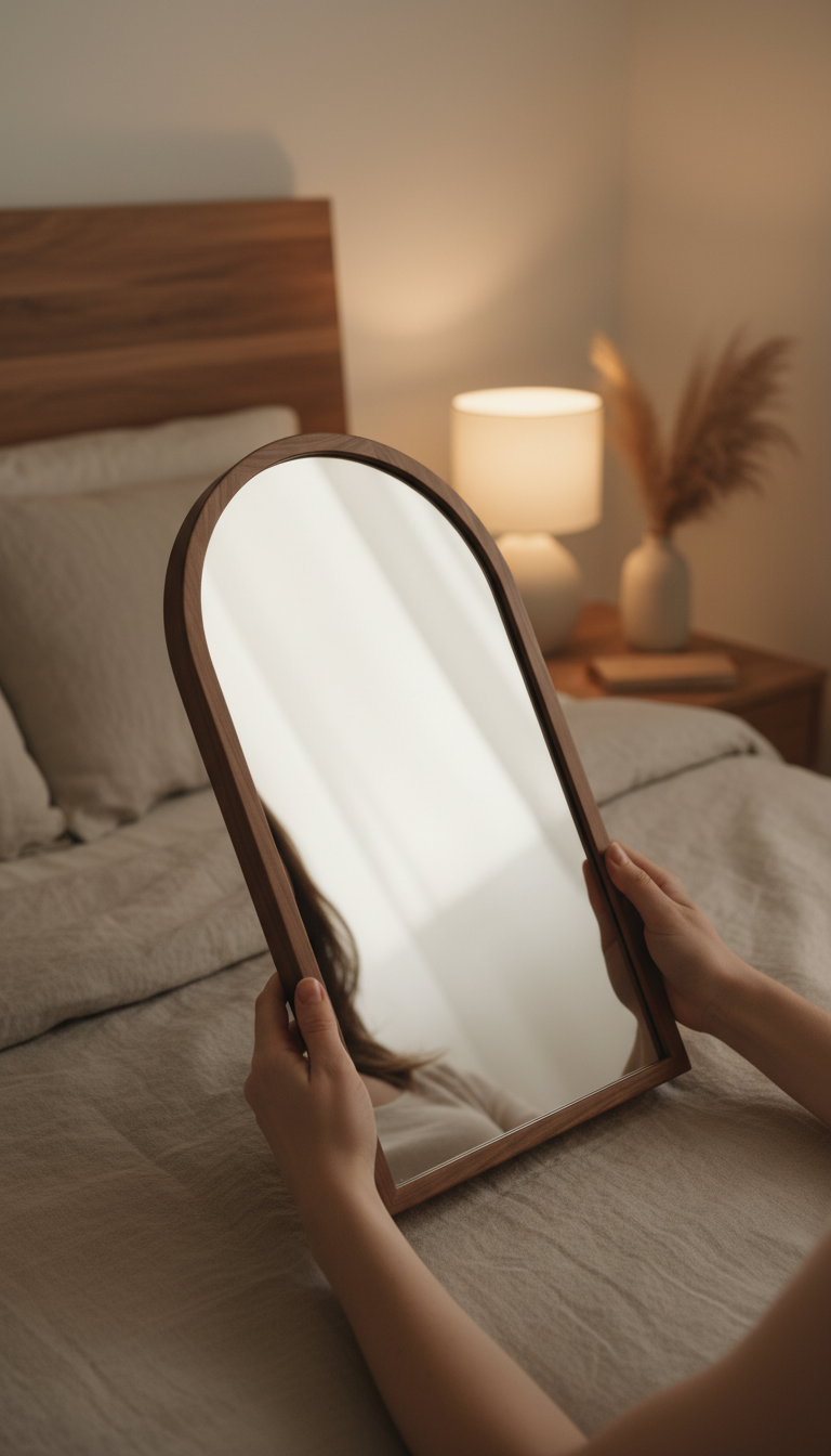 Arched Walnut Frame Mirror, view 3